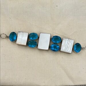 Handmade Mother of Pearl & Sea Blue Bracelet